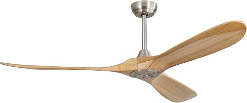 Sofucor Ventilador de techo de madera de 60 pulgadas sin control remoto de luz, ventilador de techo para exteriores con control remoto, 3 cuchillas Sofucor Ventilador de techo de madera de 60 pulgadas sin control remoto de luz, ventilador de techo para exteriores con control remoto, 3 cuchillas