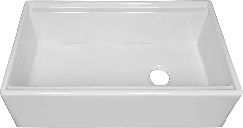 Miniatura 2 de Whitehaus Collection Juego de fregadero reversible de arcilla refractaria de 30 pulgadas con un delantal frontal liso, tabla de cortar de madera de