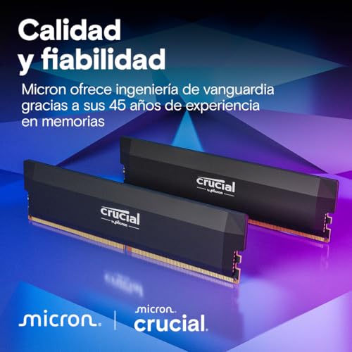 Crucial Pro RAM DDR5 32GB (2x16GB) 6000MHz CL36, Overclocking Gaming, Intel XMP 3.0 / AMD Expo, PC Memoria, Negro - CP2K16G60C36U5B - Imagen 7