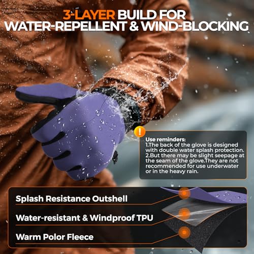 Image of rivmount Winter Gloves Women Men, Cold Weather Touch Screen Liner Glove, Windproof 3-Layers, for Running, Cycling, Biking, Hiking, Driving