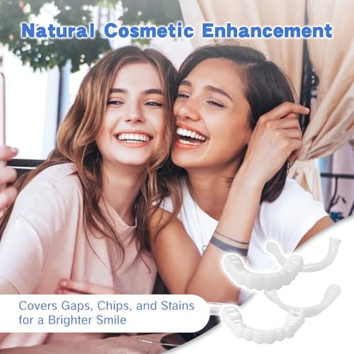 Image of 1 Pair Fake Dentures Teeth Covers for Men and Women Instant Dental Fix Easy to Use Snap-On Teeth Caps for Missing or Broken Temporary Smile Cover for Confidence and Comfort