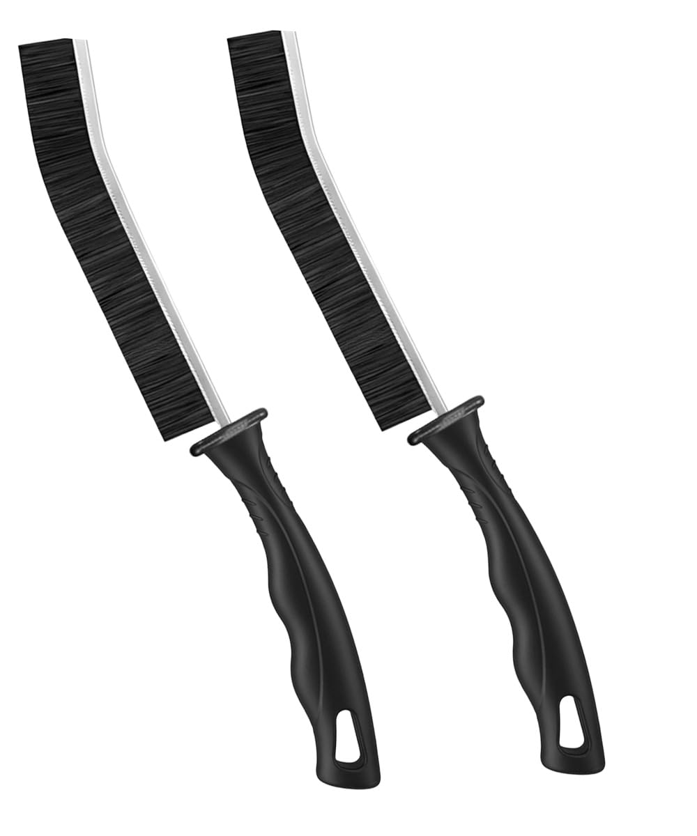 Topest Black 2X Crevice Cleaning Brush Hard-Bristled | Multifunctional Gap Cleaning Brush | Grout Brush For Narrow Hard To Reach Places | Suitable For Around Bathroom Fittings, Taps, Hob, Kitchen Sink