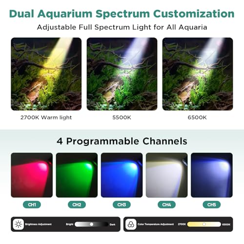 Image of Lominie LED Aquarium Light Full Spectrum 15-60 Adjustable Aquarium Focus Light Spotlight for Saltwater Freshwater Fish Tank(A15 Freshwater /Saltwater)
