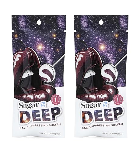 SUGAR SPLASH DEEP Gag Suppressing Sucker Purple Raspberry Flavored - No Gag Reflex - 2 Pack (2 Pack)