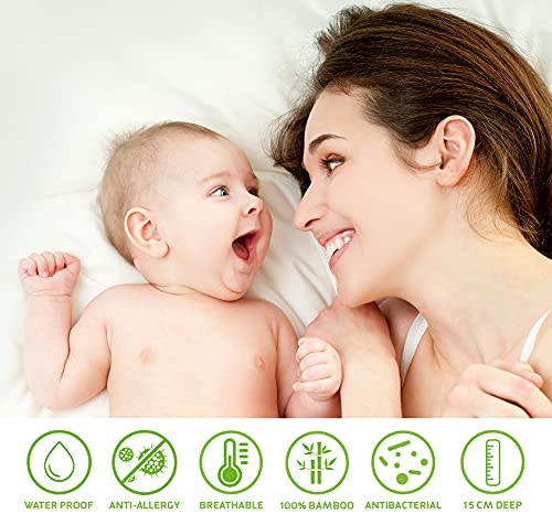Waterdicht ledikantmatrasbeschermer voor babybed 70 x 140 cm Superzacht, Bamboe, Anti-allergisch, Ademend en stil, Anti… - Image 3