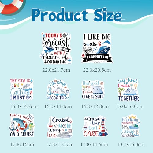 Image of 10PCS Cruise Door Magnets Decorations Large Magnetic Stickers for Cruise Ship Cabin, Fridge & Car, Funny Anchor & Ship Design, Vacation Party Decor for Carnival, Holiday & Family Trips