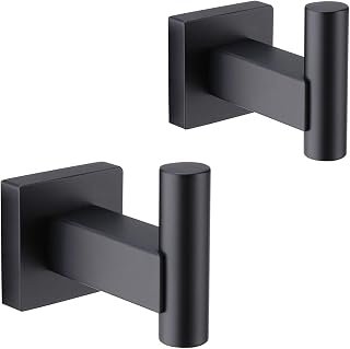 MIYILI Matte Black Towel Hook SUS 304 Stainless Steel Wall Mounted Coat/Robe Clothes Hook for Bath Kitchen Garage (2 Pack), B02B2