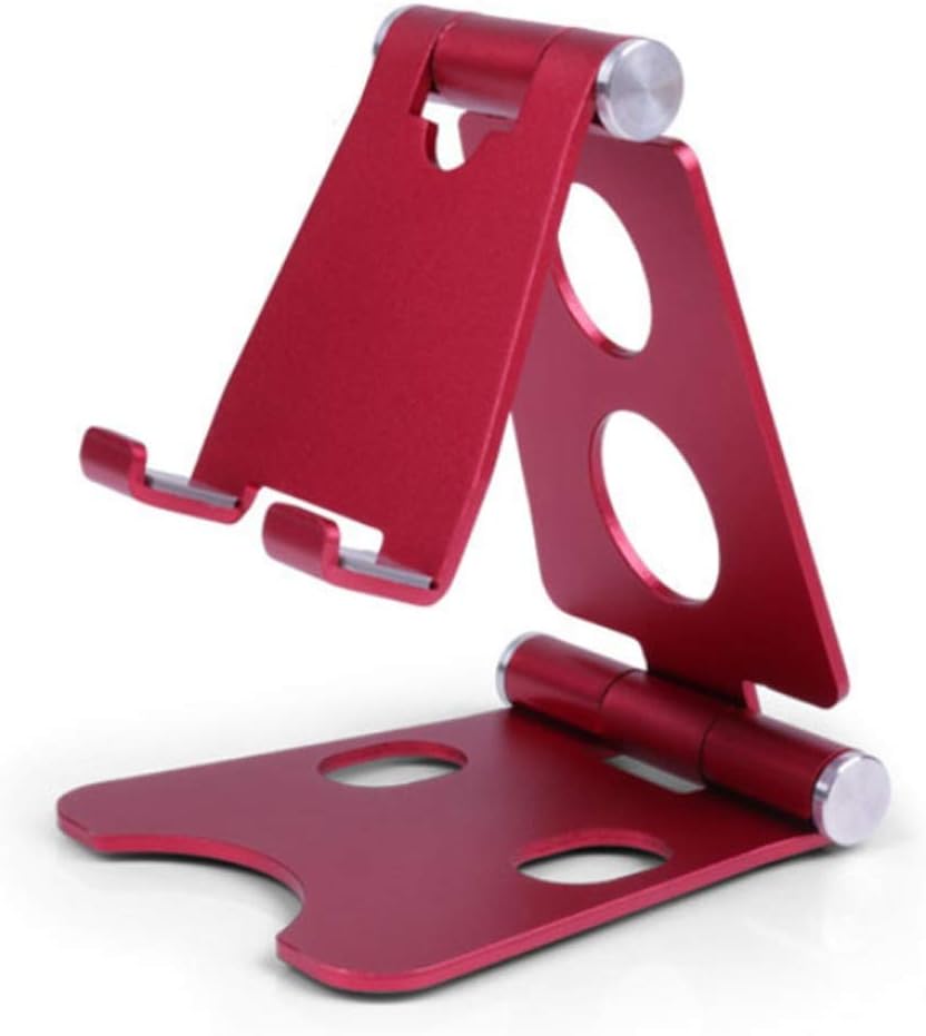 Mini Folding Portable Multi-Angle Aluminum Alloy Desk Phone and Tablet PC Stand, Red