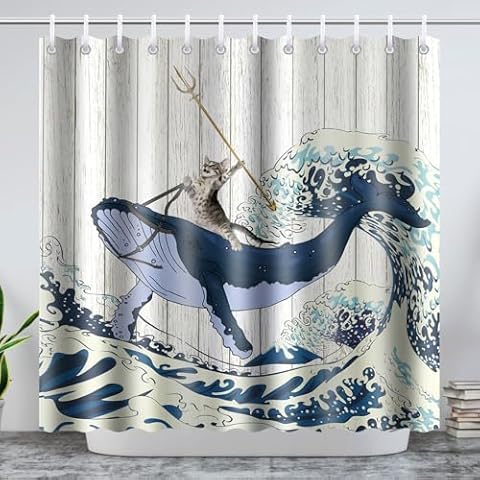 Rideau de Douche LTZGO Chat-baleine Cover