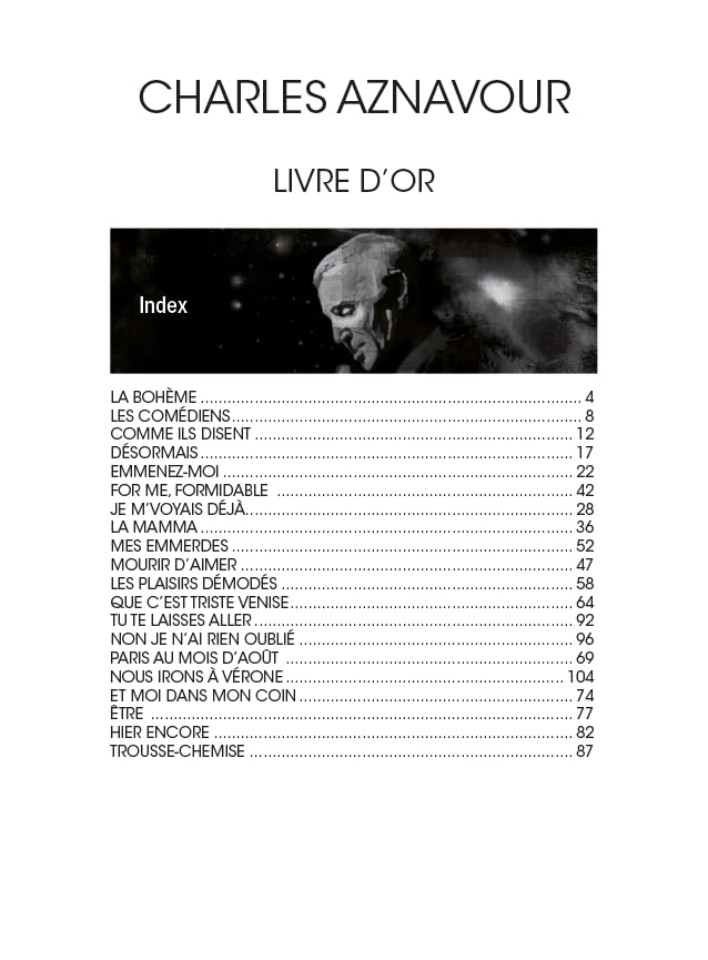 Charles Aznavour : Livre d'Or . Piano, Voix & Guitare.