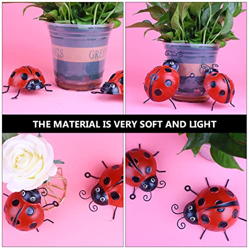 Asakkura 4Pcs Simulation Ladybird Art Room Red Decorations Hanging Figurines Craft Sculptures Ladybug Iron Ladybugs Creative Decoration Lakeside Decors Luck Cute Collection Porch #TOP5