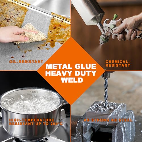 Image of 5-Minute Metal Glue (3-Pack) - Heavy Duty Waterproof Epoxy Adhesive for Metal, Stainless Steel, Aluminum, Cast Iron, Plastic, Wood, Ceramic. Quick Set High Strength Liquid Weld Repair Kit