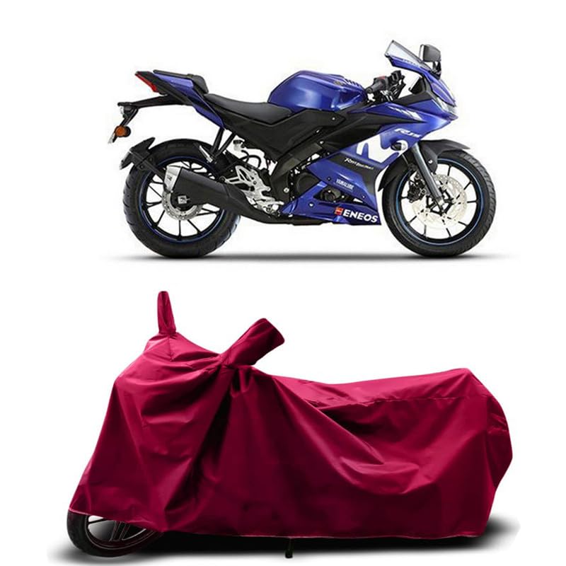 Image of DUFFEL-Two Wheeler Bike Cover Compatible for Yamaha YZF R15 V3 Moto Gp Edition Heat Protectio /UV-Rays /Birds Dropping /DustProof /Waterproof Indoor Outdoor and Parking Full Protection [MAHROON]