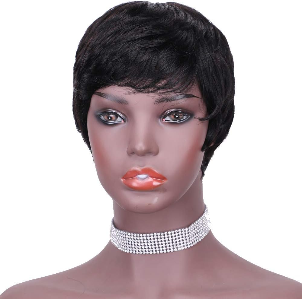 (Black) - Human Hair,Short Wigs for Black Women Pixie Cut Wig Human Hair Pixie Wigs for Black Women