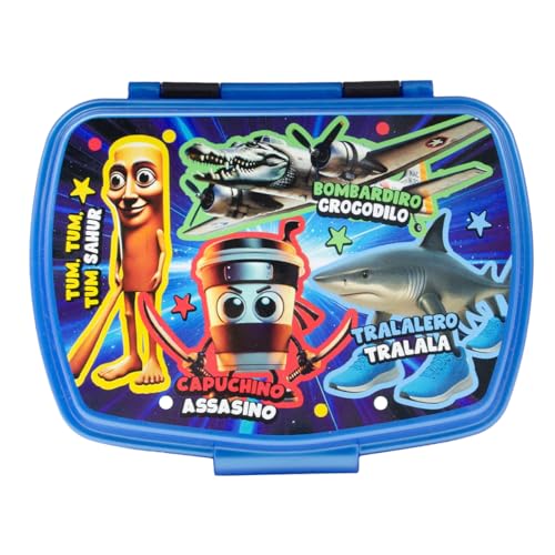 ms móvil shop Sandwichera Infantil Rectangular Italian Brainrot | Fiambrera Plástico Libre de BPA | Caja Almuerzo Escolar Niños Niñas | Portasándwich Ligero 17x14x5,6 cm Ideal Cole Guardería Picnic