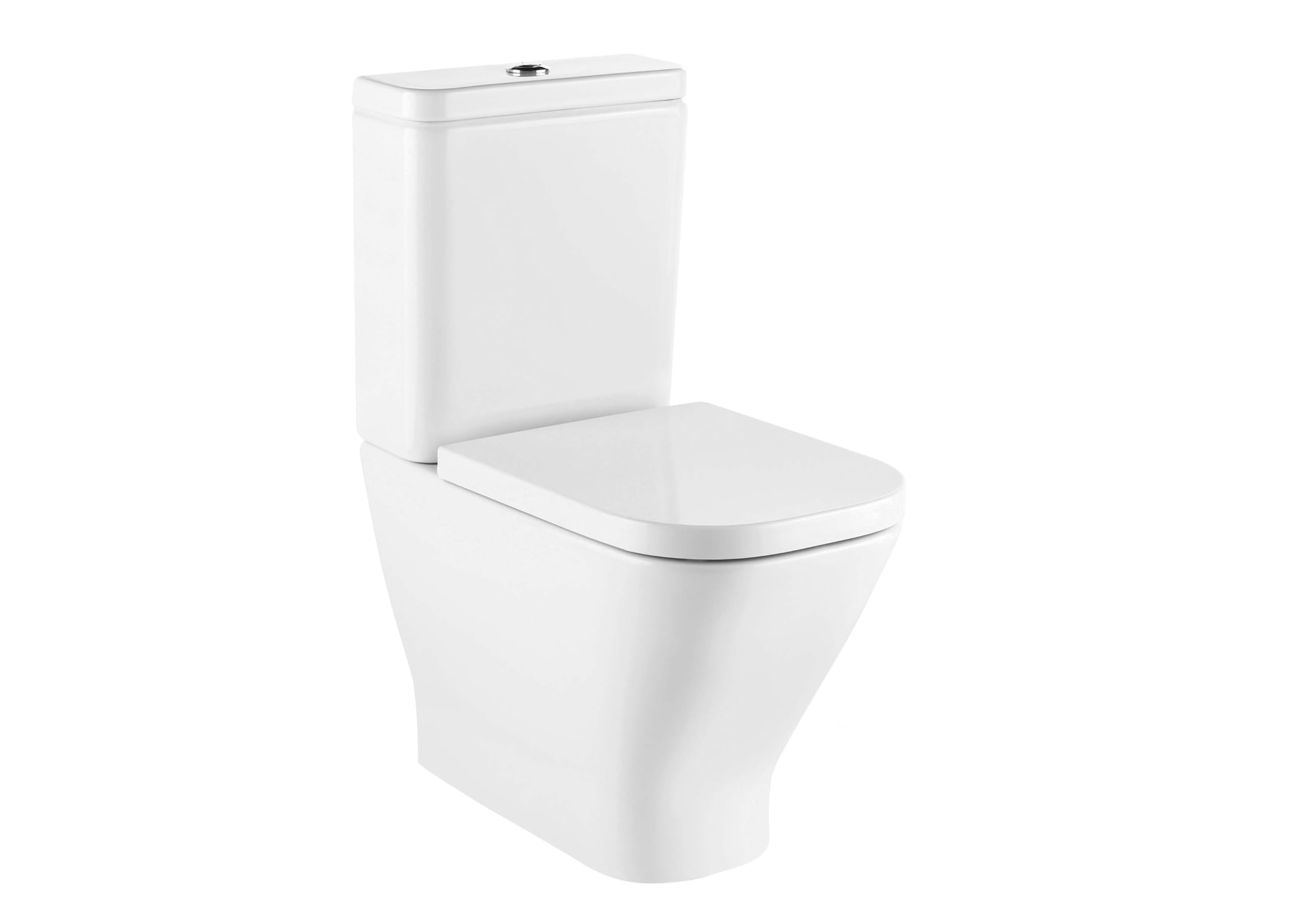 Roca A34273A000 Taza Compacta Rimless, The Gap Square, Adosada Pared, Salida Dual, Color Blanco (NO INCLUYE ASIENTO NI CISTERNA)