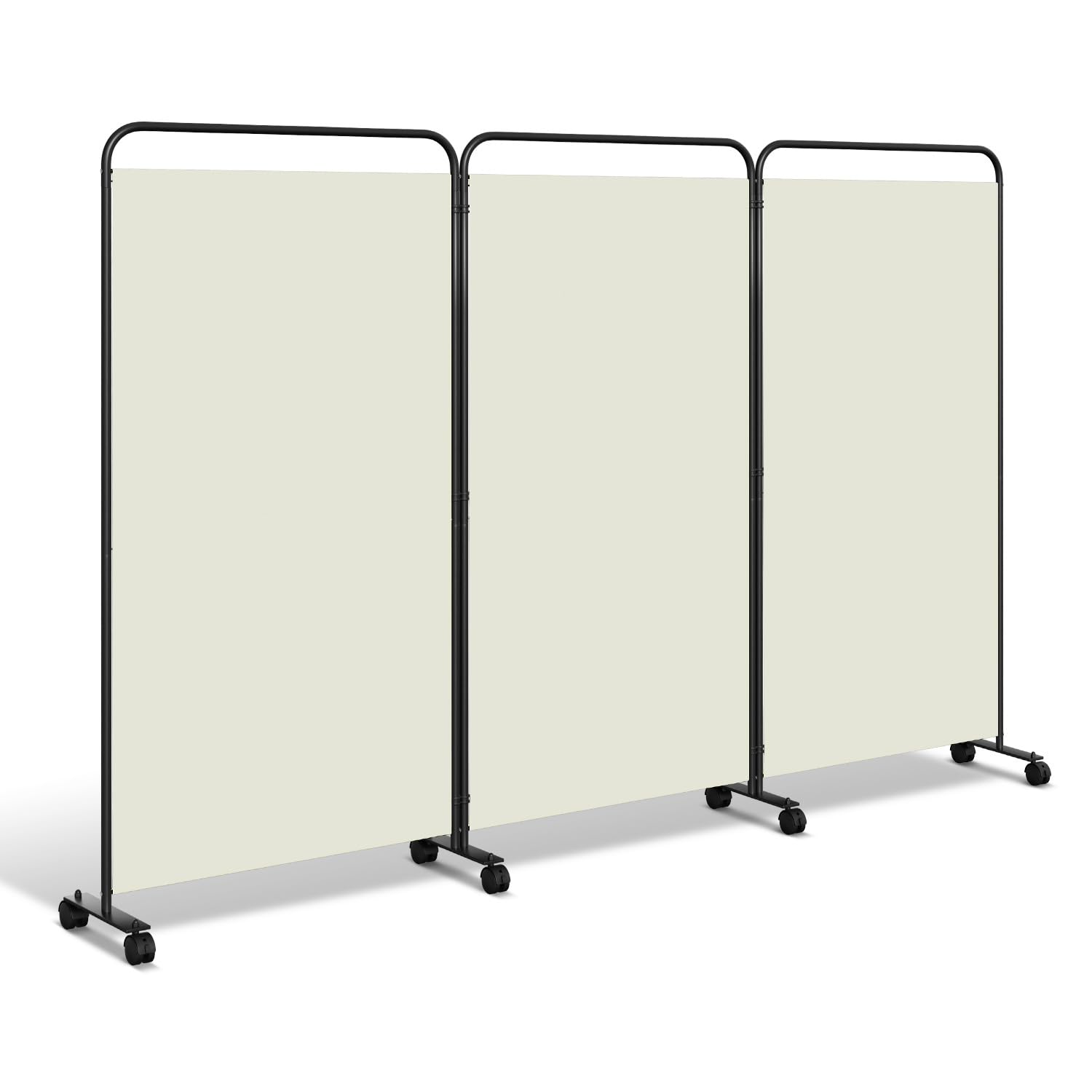 Biombo con ruedas, flexible, 3 piezas, protección privada, 263 x 180 cm, ajustable, protección visual, protección contra el viento, para jardín, muebles de baño, oficinas, color beige