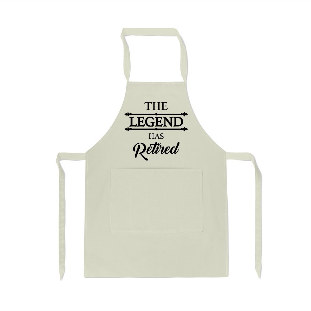 Kickass Tees The Legend Has Retired Apron One Size Natural Funny Joke Gift For Grandad Cooking BBQ Baking