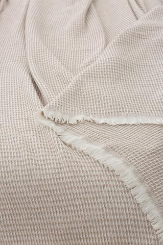 Todocama - Extra weiche Baumwolldecke mit GOFRE-Design, Mehrzweck-Tagesdecke für Sofa, Bett, dekorativer Bezug und Halstuch (Sandbeige, 120 x 180 cm), Beige Sand