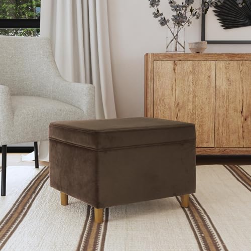 Image of HomePop 24 inch Dinah Collection Storage Ottoman - Chocolate Brown Velvet