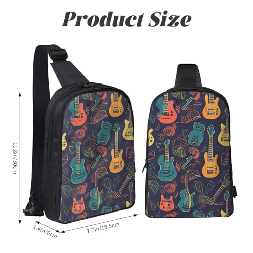 Guitarra Pattern Printed Chest Bag Dual Pocket Diagonally Chest Messenger Bag3