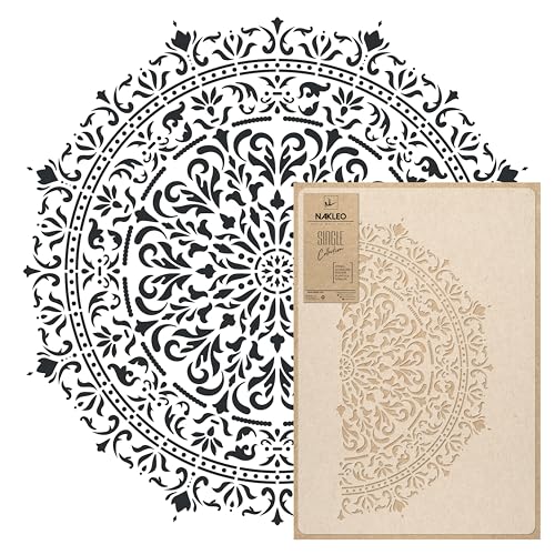 NAKLEO Große Malschablonen, Durchmesser 89 cm, Glamour Mandala Schablone, Wiederverwendbare Kunststoff Wandschablone DIY, geometrische Muster für Malerei Wand Boden Holz Stoff Möbel