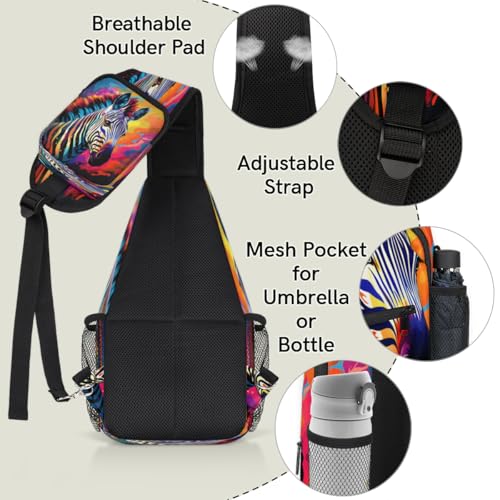 Cute Zebra Crossbody Sling Backpack Sling Bag miniatura 4