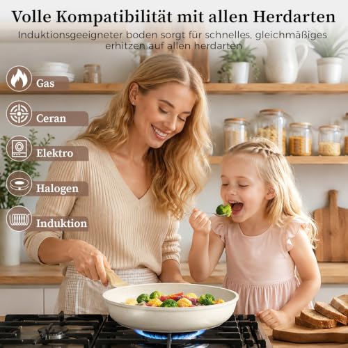 YASHE Bratpfannenset 3-teilig, Induktion, ungiftig, PTFE- und PFAS-frei – Ansicht 3