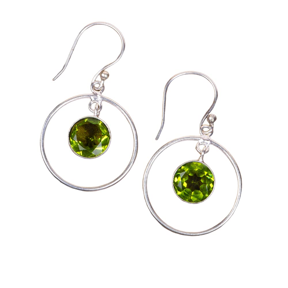 SHNAYA JEWLES Natural Peridot Gemstone 925 Sterling Silver Jewelry Earring ,Stylish Earring For Her, Handmade Vintage Earrings,Drop and Dangle Earring