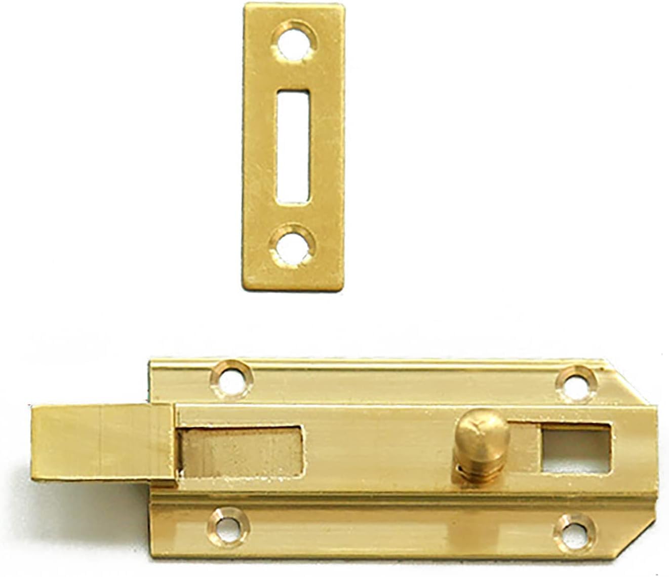 Door Latch， Brass Sliding Door Bolt Latch, Multicolor, Multiple Sizes(Copper Bright,6cm)