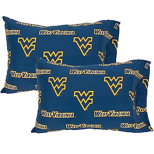 College Covers Everything Comfy West Virginia Mountaineers Pillowcase Pair, Standard, 20" x 30", Includes 2 Pillowcases