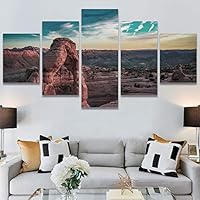 SIGNWIN 5 Panel Canvas Wall Art Modern Art Expressive Farmhouse/Country Landscape Mountain Top Multicolor Photography for Home Decorations Ready to Hang - 60