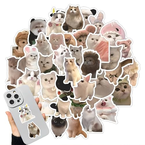 Juguta 50 Piezas Pegatinas, Pegatinas Autoadhesivas Impermeables, Pegatinas de Dibujos Animados para Portátiles, Equipaje, Álbumes de Recortes, Adolescentes y Adultos (Gatitos/60 Piezas)