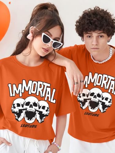 Image of LEOTUDE Couple Combo Men's Oversized T-Shirt & Women's Drop Shoulder Tshirt