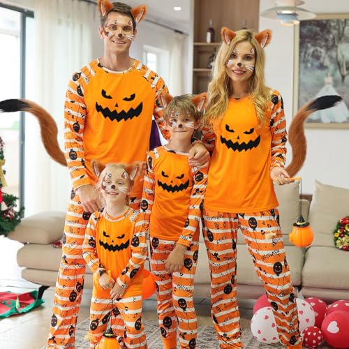 SAIIURV 3-teiliges Fuchskostüm für Kinder oder Erwachsene, Tier, Cosplay, Fuchs, Schwanz, Fuchs, Aufkleber, Tattoo, Gesicht, Tier, Kostüm für Halloween, Karneval, Weihnachten, Party, Cosplay