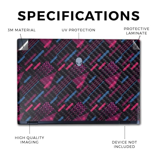 Image of Carbon Fiber Laptop Skin Compatible with Alienware M16 R2 (2024) - Magenta Rain - Premium 3M Vinyl Protective Wrap Decal Cover - Easy to Apply | Crafted in The USA by MightySkins
