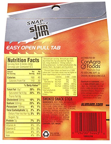 Slim Jim Mild Smoked Snack Stick, Keto Friendly, 0.28 Oz. 26-Count - Thumbnail 2