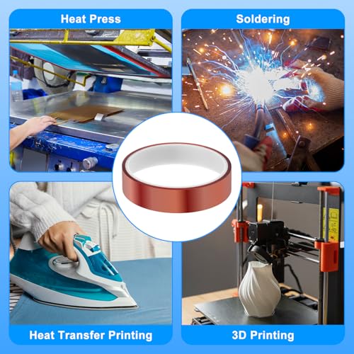 Image of 6Rolls Heat Tape for Sublimation High Temperature Resistant Tape 10 /20mmx16m(52FT)Heat Transfer Tape Heat Press Tape High Heat Tape No Residue Thermal Transfer Tape for Heat Sublimation Press Vinyl