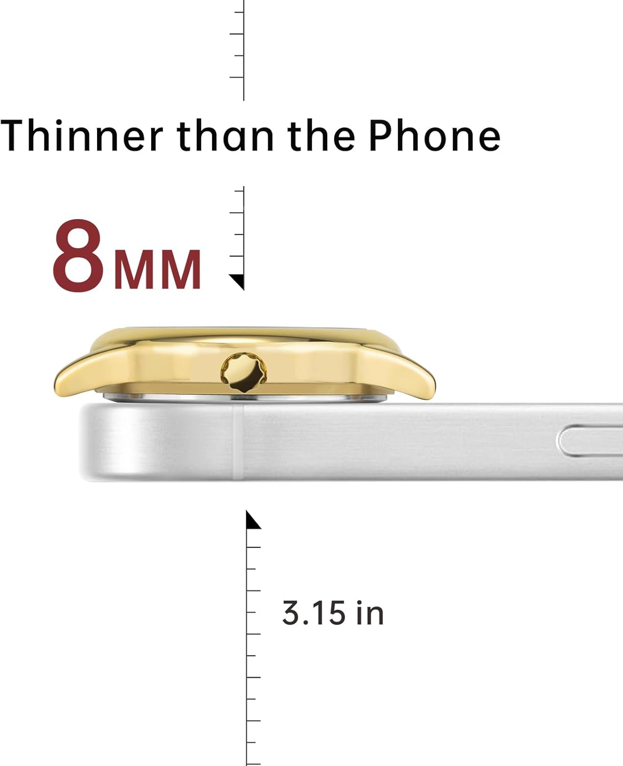 PINDOWS Minimalist Watches for Women, Gold-Tone Case with Black Leather Strap, Fashionable, Everyday Elegant Quartz Analog Dress Watch - Image 4