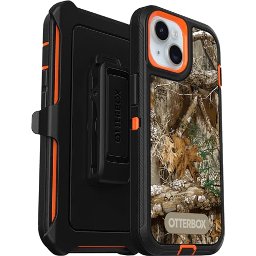 Image of OtterBox iPhone 15, iPhone 14, and iPhone 13 Defender Series Case - Realtree Edge (Blaze Orange /Black), Rugged & Durable, Wireless Charging Compatible, Multi-Layer Impact Absorbing iPhone Case