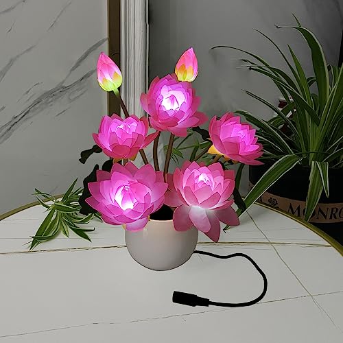 Yunbiaosen FL-HP-CDLH02 Lotus Light Led Flower Lights Buddha Lamp Fo Lamp Artificial Lily Flower Lamp 7 Heads thumb #3
