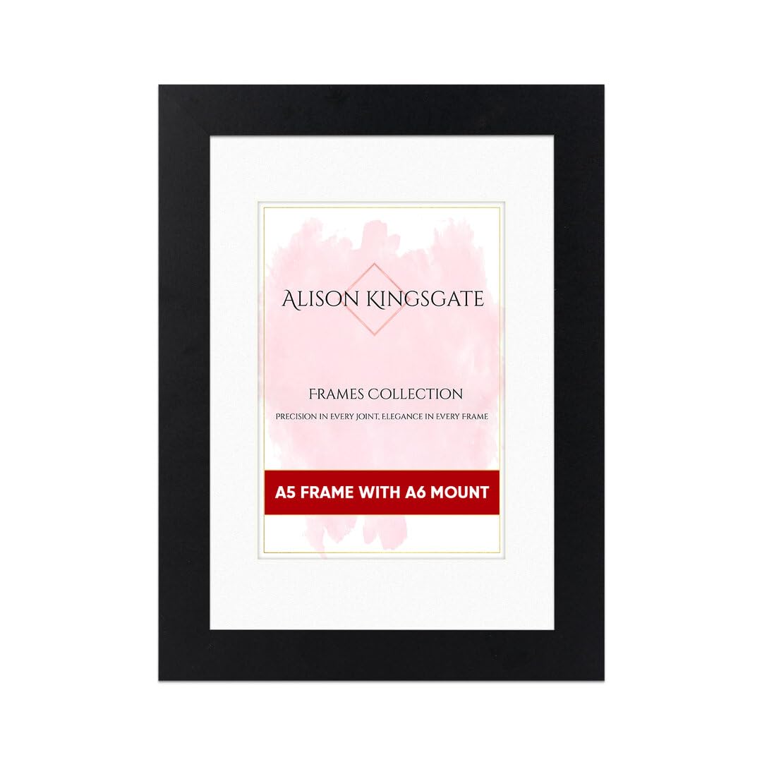 Alison Kingsgate A5 Matte Black Picture Frame with Mount for A6 Photos
