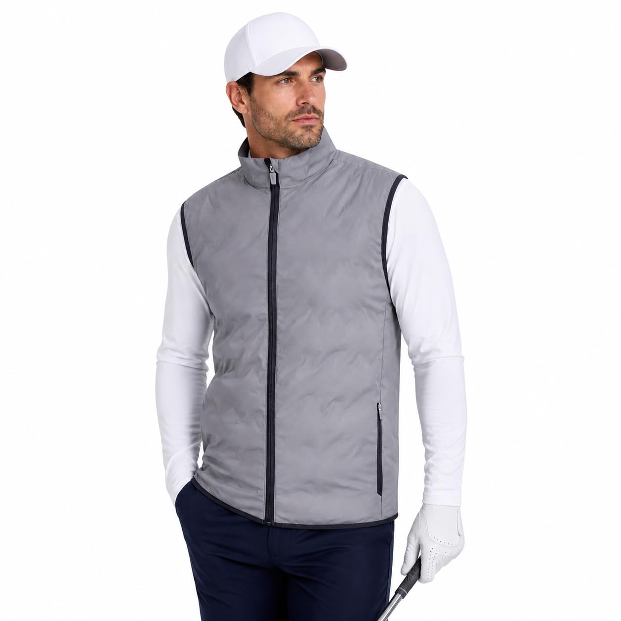 Glenmuir Men's Grey Water Resistant Stormbloc Padded Golf Gilet (Uk, Alpha, M, Regular, Regular, )