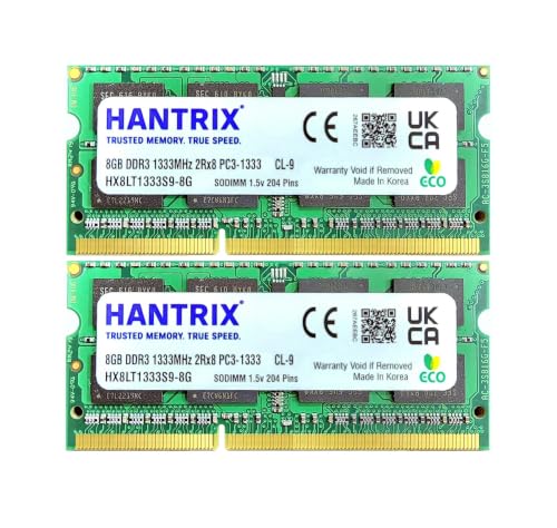 Image of 16GB Kit (2x8GB) DDR3 Laptop RAM 1333MHz PC3-10600S 204-Pin Non-ECC Unbuffered SO-DIMM 1.5V Dual Channel Notebook Memory Upgrade