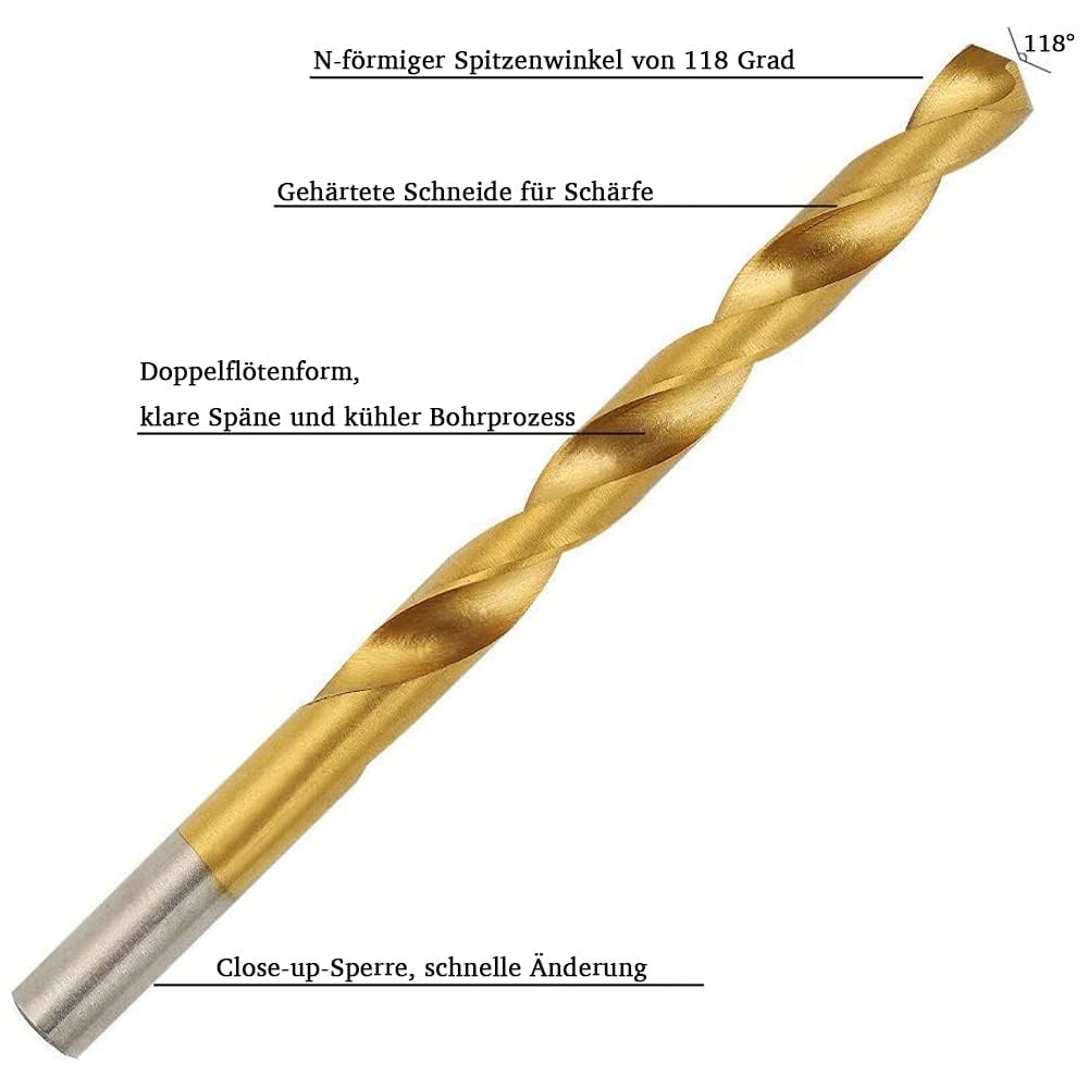 230-teilig Metallbohrer Set Metallbohrersortiment HSS geschliffen,Split Point Handbohrmaschine Spiralbohrer Bohrersets Profi-Steinbohrersatz,Bohren in Edelstahl/Stahl/Holz/Gusseisen/Aluminium