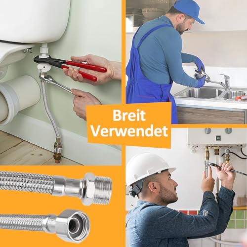 2 Stück Flexschlauch 3/8 Zoll,Panzerschlauch 3/8 (1/2 zoll, 10cm)