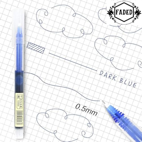 Image of Faded 6pcs 0.5mm Needle Tip Liquid Ink Rollerball Pens | Quick-Drying Smooth Writing Pens for School, Office, Journaling & Everyday Use (blue)