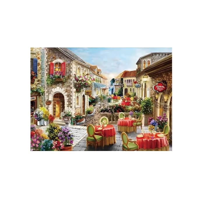 Kit Canevas au Demi Point Croix Ensemble de broderie tapisserie Ensemble de broderie au point de Y compris fil de coton multi-brins-Maisons,style 4,30x20cm(Sans cadre)