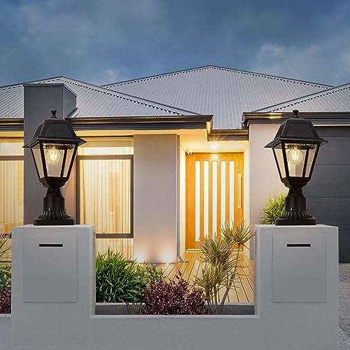 LUTEC LED Solar Post Light - Waterproof 200 Lumens Lamp for Outdoor Use