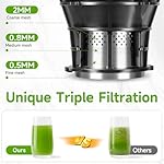 Cold Press Juicer, 5.3" Wide Feed Chute Juice Extractor Machine with 400W, High Juice Yield, Slow Masticating Juicer for Whole Vegetables & Fruits, Deep Grey - Image 4